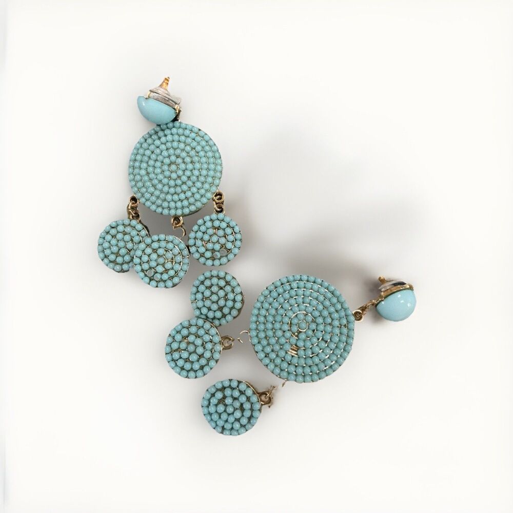 SUGARFIX by BaubleBar Turquoise Beaded Chandelier Drop Earrings Gold Tone Boho